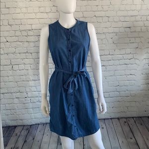 J. Crew Denim Dress with Tie Belt Small